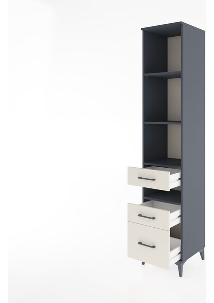Hyperion Dolap 4 Raflı 3 Çekmeceli 44X44X221 Antrasit-Aytaşı fırsatları