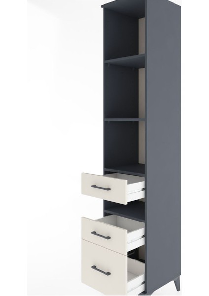 Hyperion Dolap 4 Raflı 3 Çekmeceli 44X44X221 Antrasit-Aytaşı indirimleri