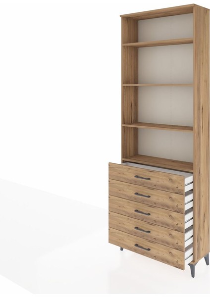 Arges Dolap 4 Raflı 5 Çekmeceli 88X30X243 Çam-Çam fırsatları