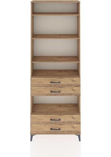 Arges Dolap 5 Raflı 4 Çekmeceli 88X30X243 Çam-Çam