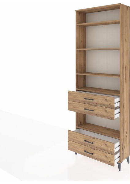 Arges Dolap 5 Raflı 4 Çekmeceli 88X30X243 Çam-Çam fırsatları