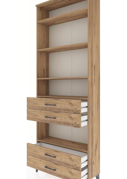 Arges Dolap 5 Raflı 4 Çekmeceli 88X30X243 Çam-Çam indirimleri