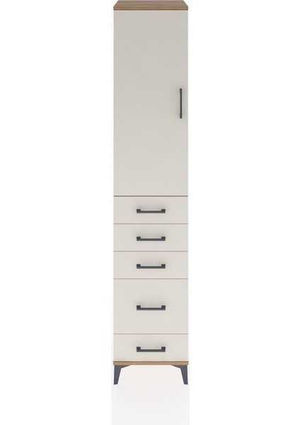 Hyperion Dolap 3 Raflı 5 Çekmeceli Tek Kapaklı 44X44X221 Çam-Aytaşı