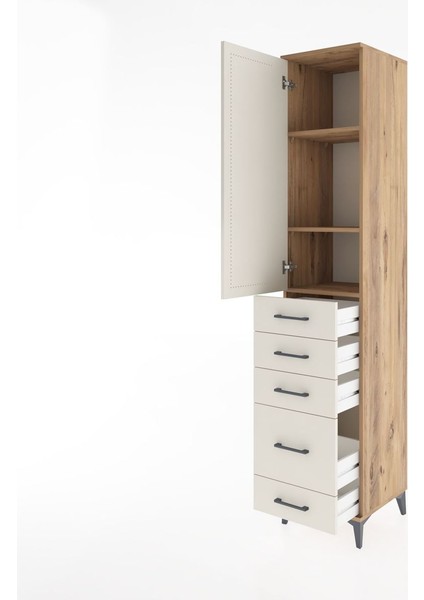 Hyperion Dolap 3 Raflı 5 Çekmeceli Tek Kapaklı 44X44X221 Çam-Aytaşı fırsatları