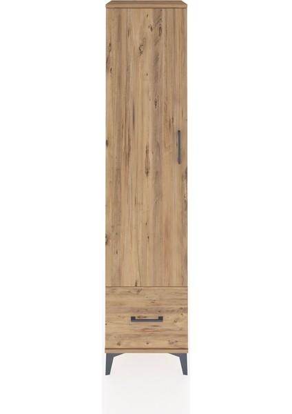 Hyperion Dolap 5 Raflı Tek Çekmeceli Tek Kapaklı 44X44X195 Çam-Çam