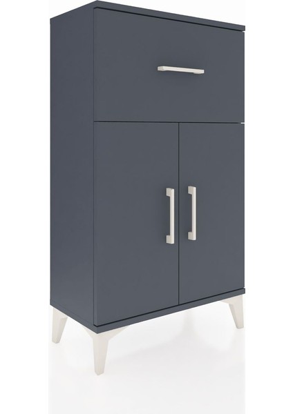 Arges Komodin Tek Raflı Tek Çekmeceli 2 Kapaklı 60X30X106 Antrasit-Antrasit fırsatları