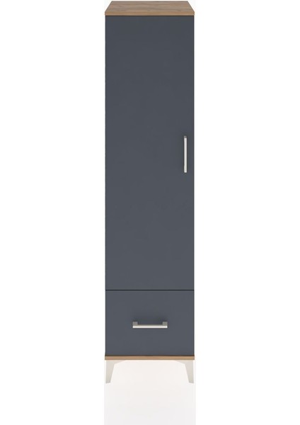 Hyperion Dolap 4 Raflı Tek Çekmeceli Tek Kapaklı 44X44X182 Çam-Antrasit