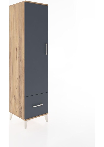 Hyperion Dolap 4 Raflı Tek Çekmeceli Tek Kapaklı 44X44X182 Çam-Antrasit fiyatları