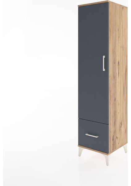 Hyperion Dolap 4 Raflı Tek Çekmeceli Tek Kapaklı 44X44X182 Çam-Antrasit modelleri