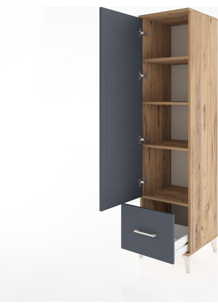 Hyperion Dolap 4 Raflı Tek Çekmeceli Tek Kapaklı 44X44X182 Çam-Antrasit fırsatları