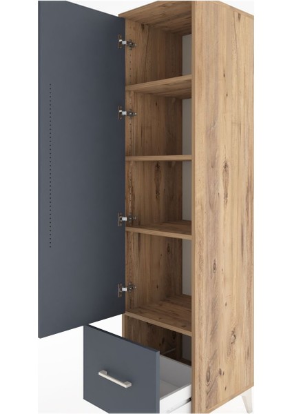 Hyperion Dolap 4 Raflı Tek Çekmeceli Tek Kapaklı 44X44X182 Çam-Antrasit indirimleri