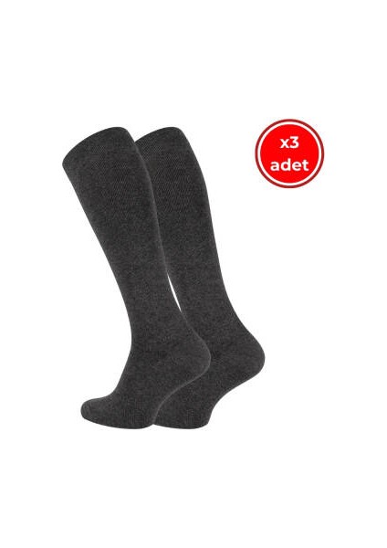 Seyahat Çorabı, 3 Adet, 39-42, %65 Pamuklu Çorap, Koyu Gri