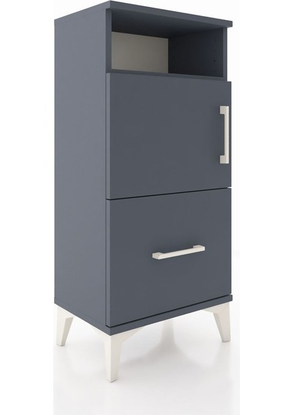 Arges Komodin 2 Raflı Tek Çekmeceli 2 Kapaklı 44X30X96 Antrasit-Antrasit fiyatları
