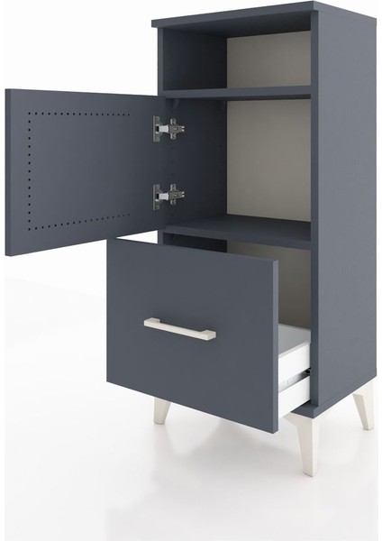 Arges Komodin 2 Raflı Tek Çekmeceli 2 Kapaklı 44X30X96 Antrasit-Antrasit fırsatları