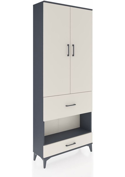 Arges Dolap 3 Raflı 2 Çekmeceli Tek Askılı 88X30X221 Antrasit-Aytaşı fiyatları