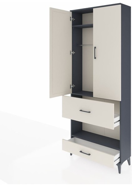 Arges Dolap 3 Raflı 2 Çekmeceli Tek Askılı 88X30X221 Antrasit-Aytaşı fırsatları
