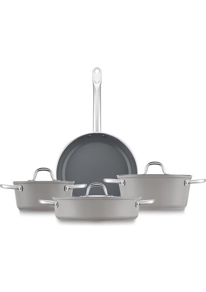 Swiss Crystal 7 Parça Tencere Seti Bej