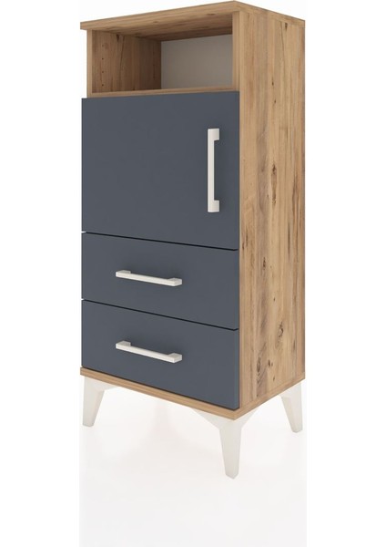 Arges Komodin 2 Raflı 2 Çekmeceli Tek Kapaklı 44X30X96 Çam-Antrasit modelleri