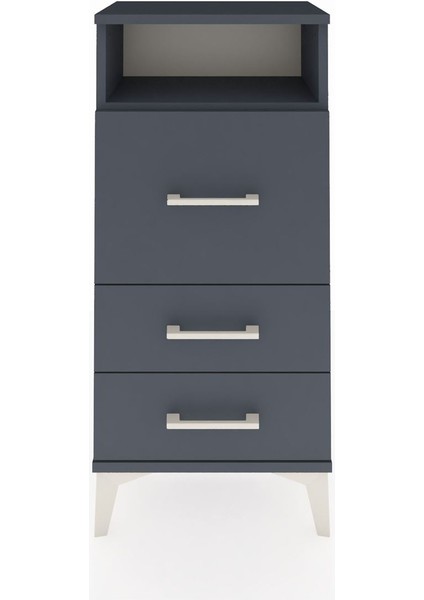 Arges Komodin Tek Raflı 3 Çekmeceli 44X30X96 Antrasit-Antrasit