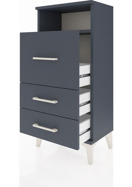 Arges Komodin Tek Raflı 3 Çekmeceli 44X30X96 Antrasit-Antrasit fırsatları