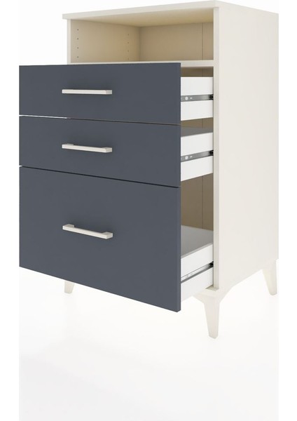 Hyperion Komodin Tek Raflı 3 Çekmeceli 60X44X96 Aytaşı-Antrasit fırsatları