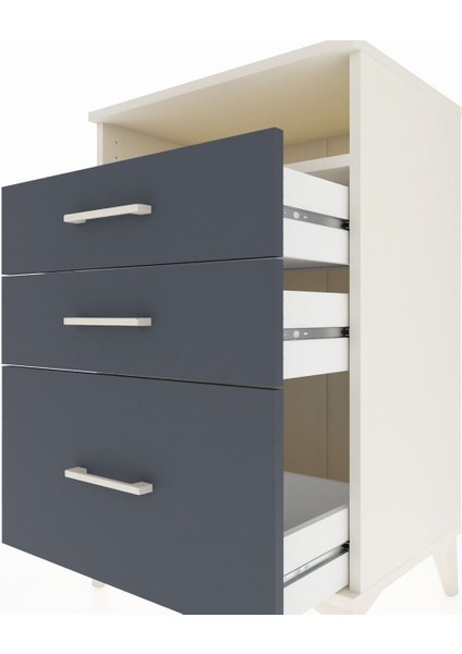 Hyperion Komodin Tek Raflı 3 Çekmeceli 60X44X96 Aytaşı-Antrasit indirimleri