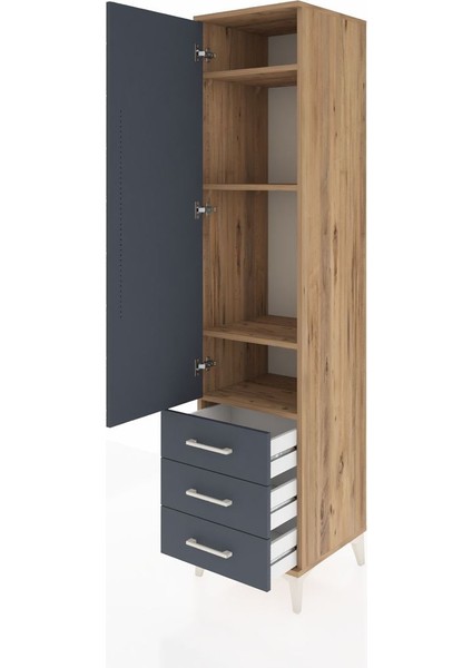 Hyperion Dolap 4 Raflı 3 Çekmeceli Tek Kapaklı 44X44X195 Çam-Antrasit fırsatları