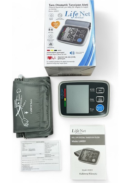 Lifenet U80EH Tam Otomatik Tansiyon Aleti Geniş LCD Ekranlı, Türkçe Konuşan, Kol Tipi Dijital Tansiyon Ölçer 2yıl Garantili fırsatları