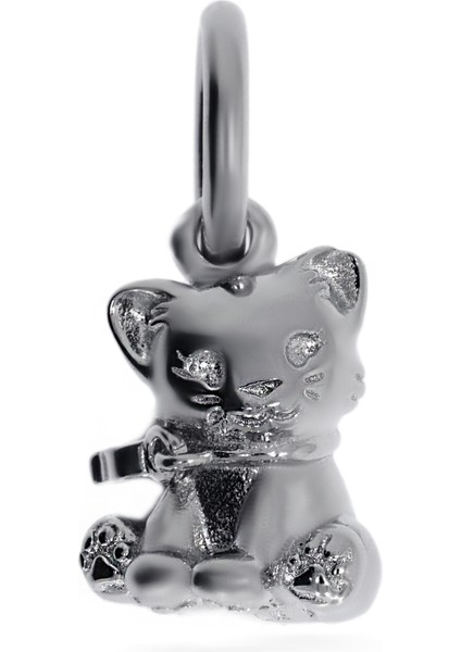 Kadın Tatlı Kedi Model Gümüş Charm