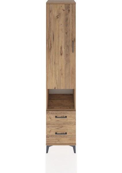 Hyperion Dolap 3 Raflı 2 Çekmeceli Tek Askılı 44X44X221 Çam-Çam