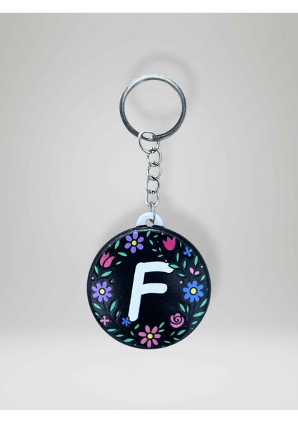 F Harf Kişiye Özel Harfli Çiçek Desenli Plastik Anahtarlık Şişe Açacağı Hem Şık Hem Kullanışlı Hediye Seçeneği