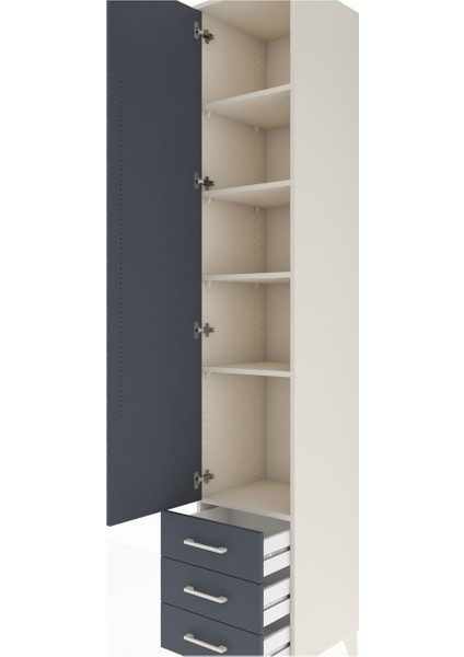 Hyperion Dolap 5 Raflı 3 Çekmeceli Tek Kapaklı 44X44X243 Aytaşı-Antrasit indirimleri