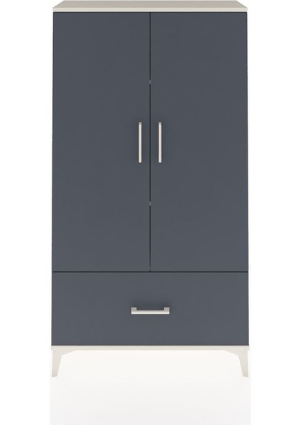 Arges Dolap 3 Raflı Tek Çekmeceli 2 Kapaklı 88X30X163 Aytaşı-Antrasit