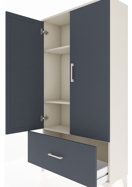 Arges Dolap 3 Raflı Tek Çekmeceli 2 Kapaklı 88X30X163 Aytaşı-Antrasit indirimleri