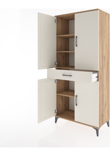 Hyperion Dolap 4 Raflı Tek Çekmeceli 4 Kapaklı 88X44X195 Çam-Aytaşı fırsatları