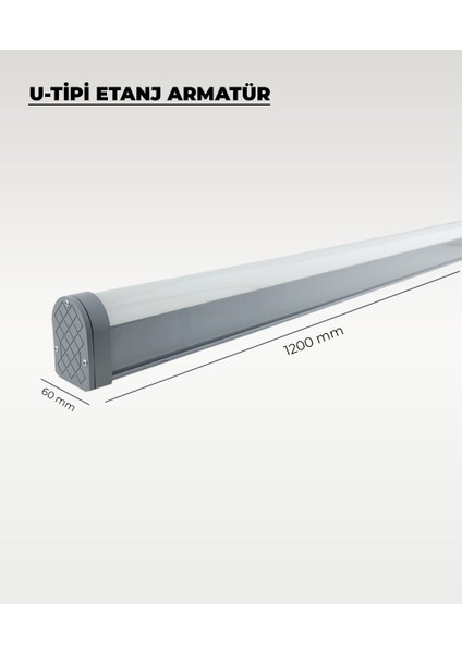 72W U Tipi Etanj Armatür 6500K Beyaz Işık - IP65 fiyatları