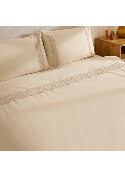 Nuvia Güpürlü Çift Kişilik Nevresin Takımı Bej fırsatları