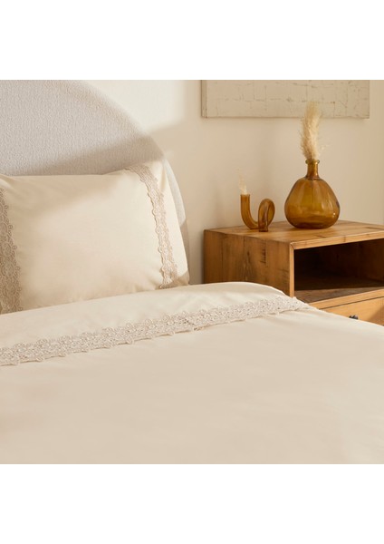 Nuvia Güpürlü Çift Kişilik Nevresin Takımı Bej