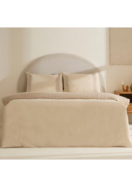 Nuvia Güpürlü Çift Kişilik Nevresin Takımı Bej