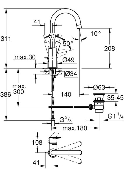 Bauedge Tek Kumandalı Lavabo Bataryası 1/2" L-Boyut - 23760001 fırsatları