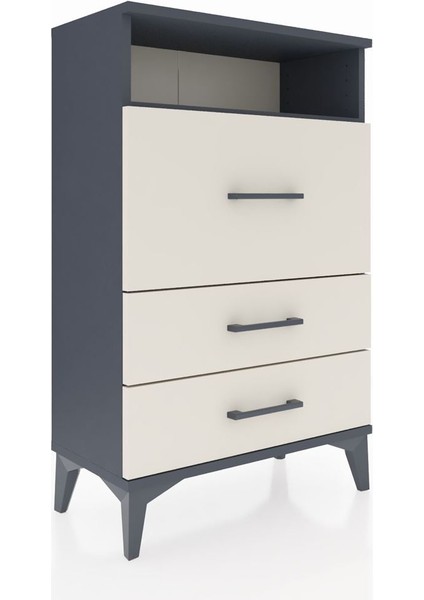 Arges Komodin Tek Raflı 3 Çekmeceli 60X30X96 Antrasit-Aytaşı fiyatları