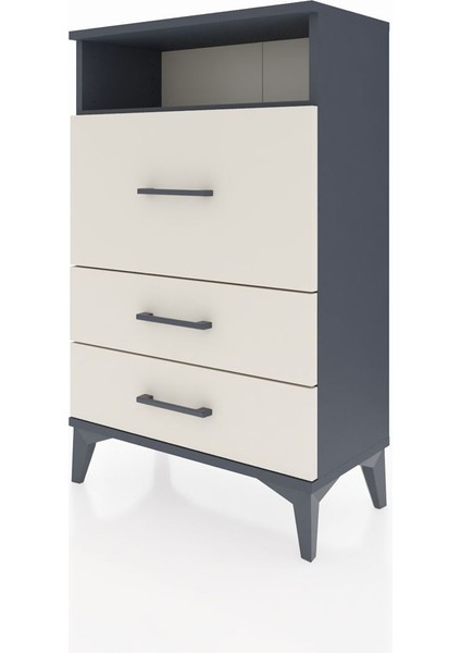 Arges Komodin Tek Raflı 3 Çekmeceli 60X30X96 Antrasit-Aytaşı modelleri