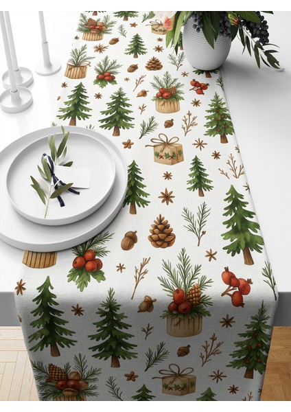 Yılbaşı Serisi 140X40 cm Dijital Baskılı Runner (Christmas Noel)