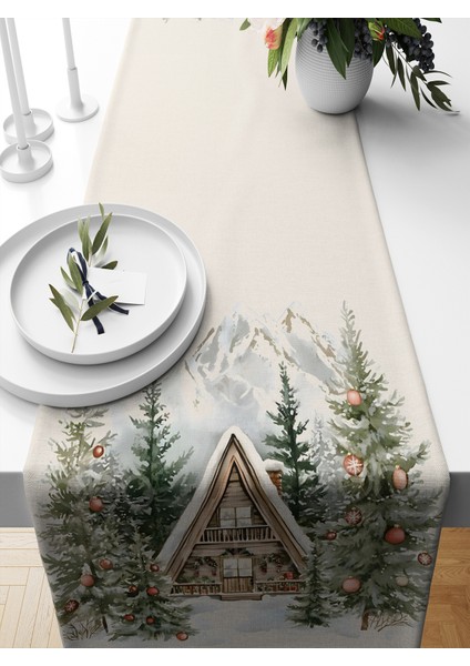 Yılbaşı Serisi 140X40 cm Dijital Baskılı Runner (Christmas Noel)