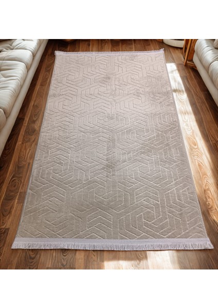 Armoni Saçaklı Kaymaz Tabanlı Kesme Kabartmalı Salon Koridor Mutfak Hali Kahverengi modelleri