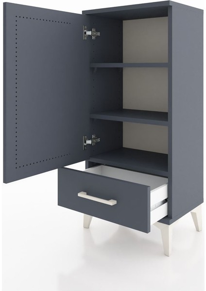 Arges Komodin 3 Raflı Tek Çekmeceli Tek Kapaklı 44X30X96 Antrasit-Antrasit fırsatları