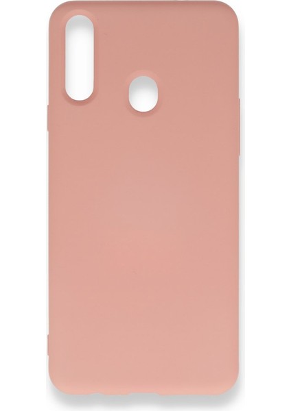 Samsung Galaxy A20S Kılıf Içi Kadife Kaplı Nano Silikon Kapak - Pudra