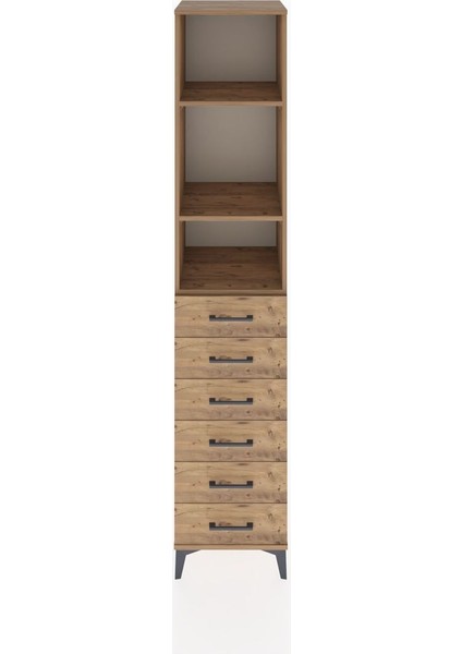 Hyperion Dolap 3 Raflı 6 Çekmeceli 44X44X221 Çam-Çam