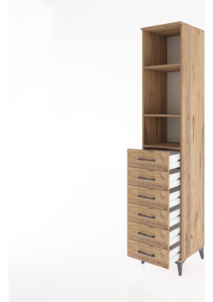 Hyperion Dolap 3 Raflı 6 Çekmeceli 44X44X221 Çam-Çam fırsatları