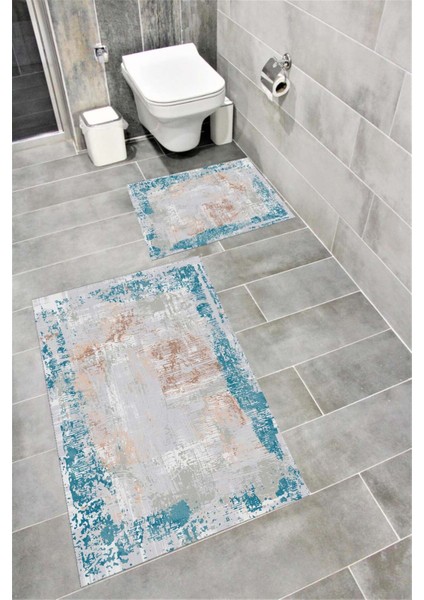 Su Emici Yumuşak Kaymaz Taban Sünger Dolgulu Yıkanabilir Dekoratif Banyo Paspası 1046